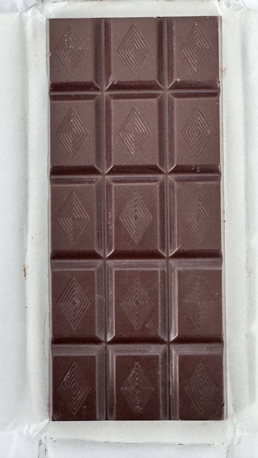 Close-up of the dark chocolate bar