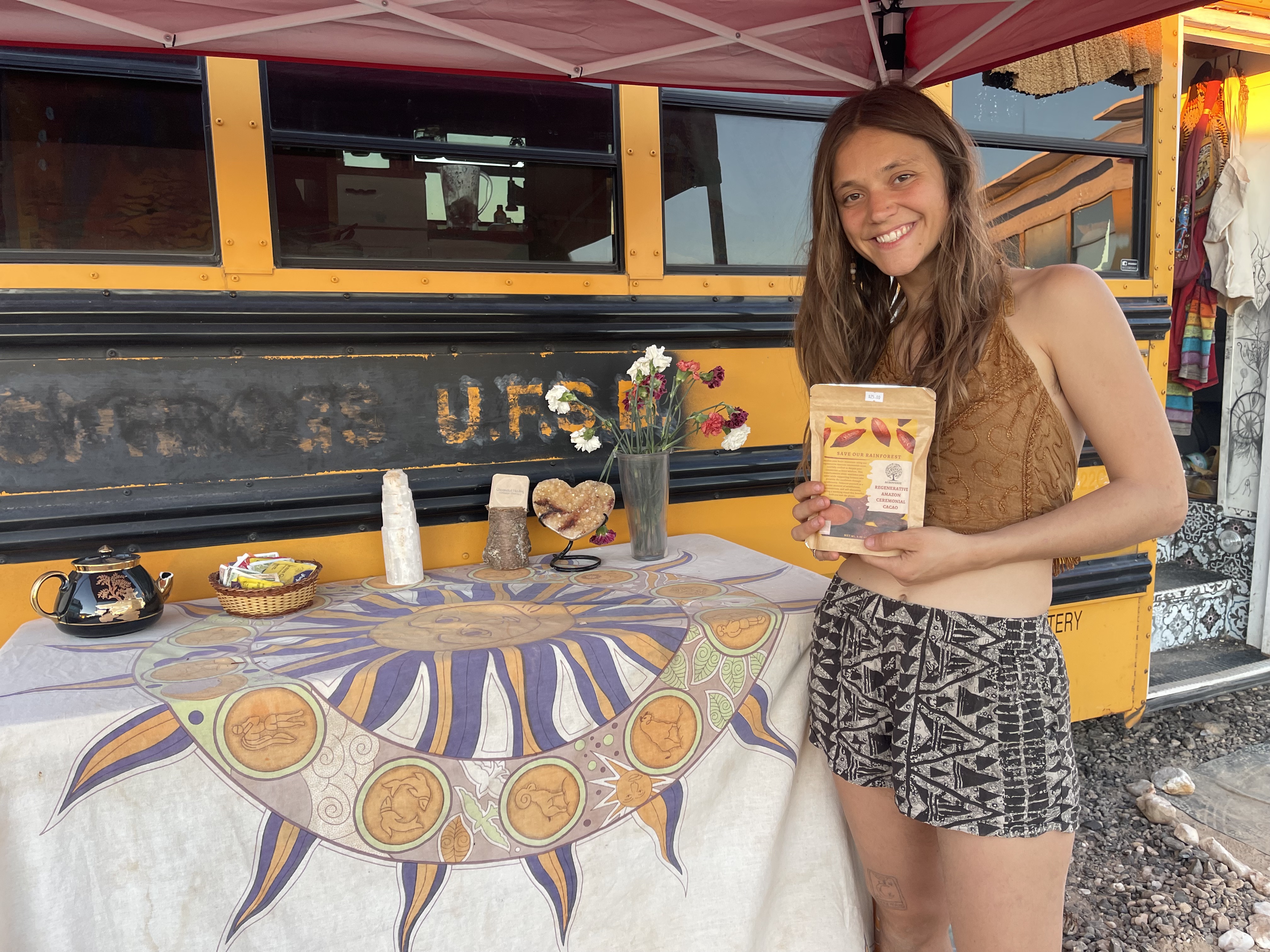 The Alchemist at Skooliepalooza — Sammi Whitchurch serves ceremonial cacao