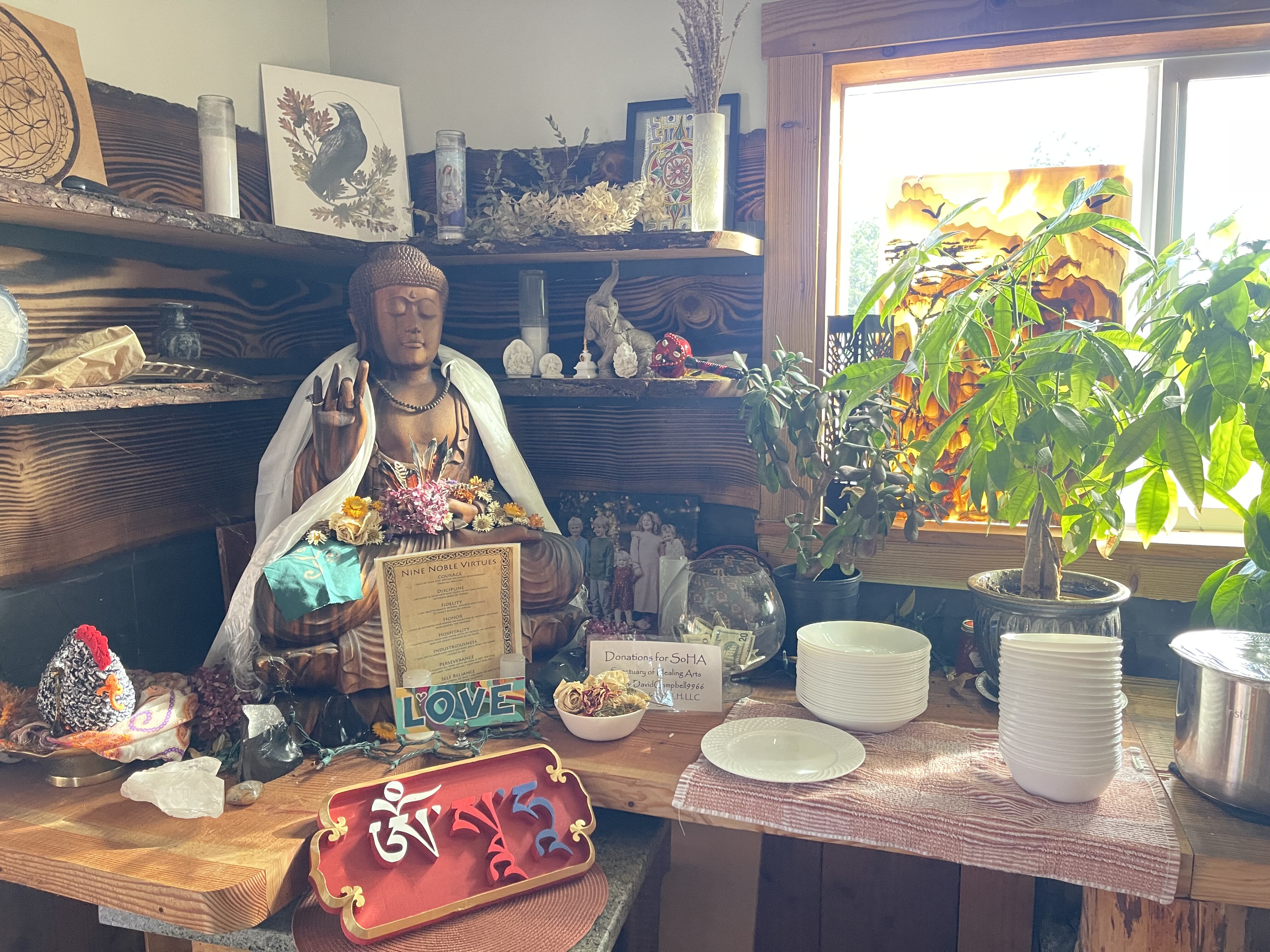 SOHA Kitchen Area with Buddha Statue