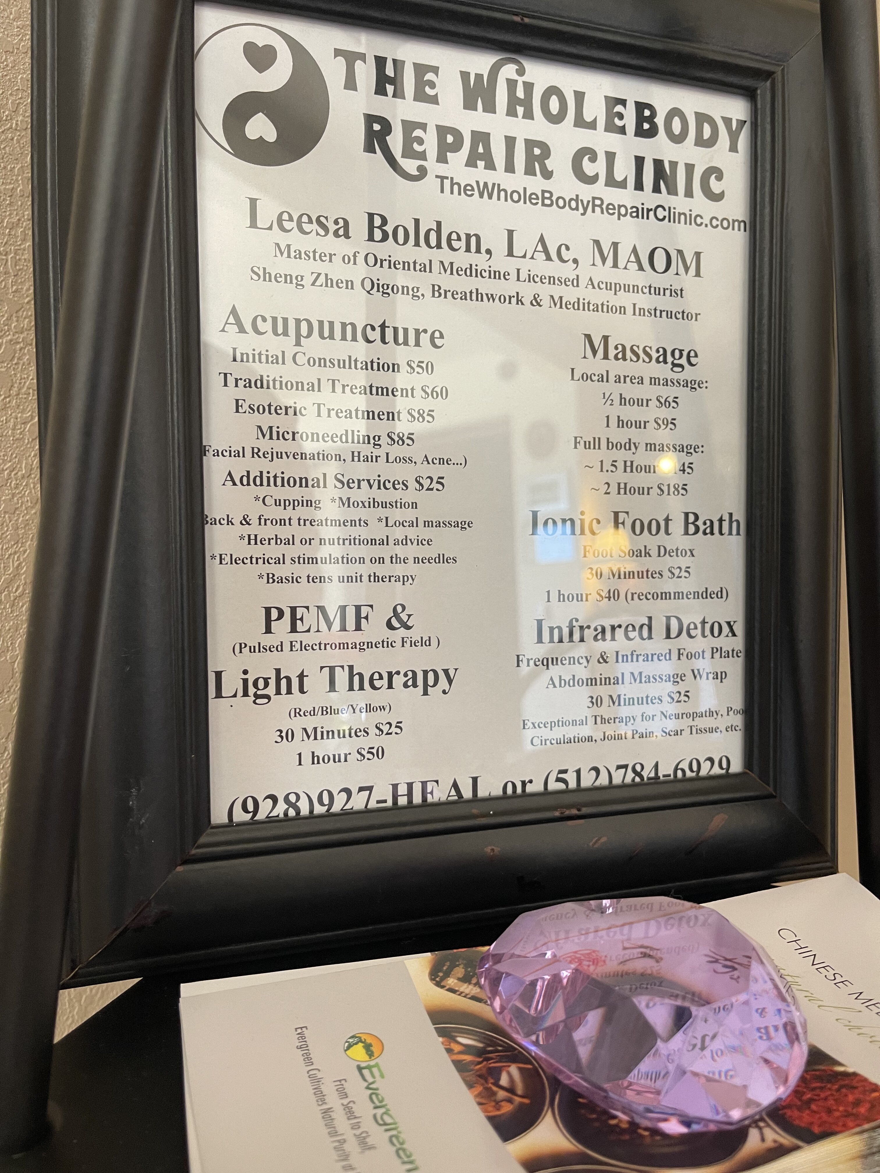 List of services at The Whole Body Repair Clinic